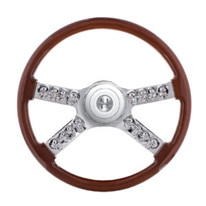 United Pacific 18" Skull Steering Wheel With Hub & Horn Button Kit For Peterbilt & Kenworth