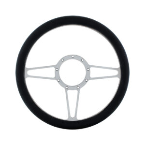 United Pacific 14" Chrome Aluminum 3-Spoke Style 9-Screw Mount Steering Wheel - 88300